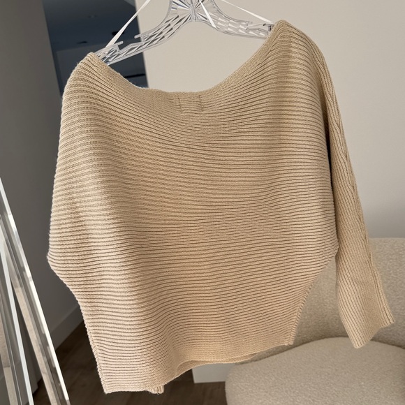 Princess Polly Off-the-Shoulder Beige Sweater - Picture 5 of 5